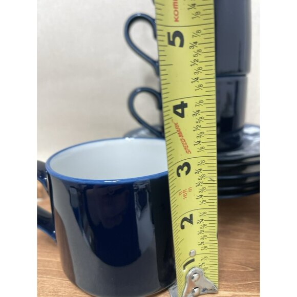 5 DANSK COBALT BLUE CUPS AND SAUCERS IN THE CEYLON PATTERN Blue White - Picture 6 of 7